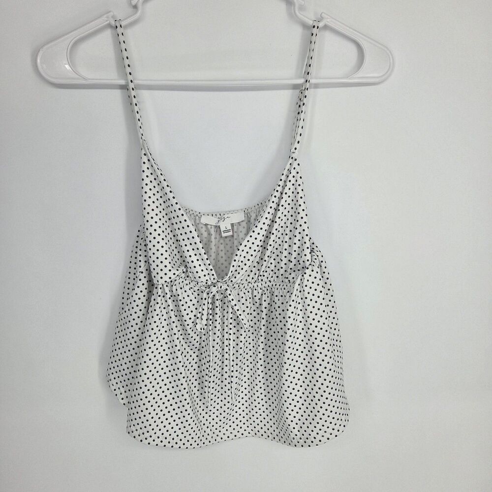 Gaze Womens White Polka Dot V Neck Spaghetti Strap Camisole Large